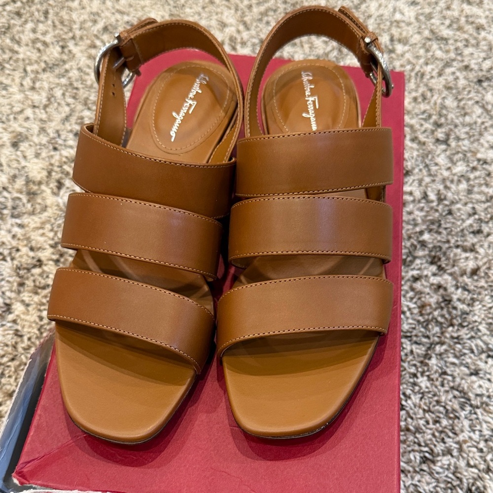 Salvatore Ferragamo Tan Leather Sandals
